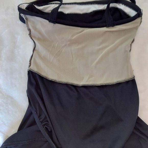 Vintage Beach Cabana Black White Swim Dress Swimsuit One Piece - Picture 10 of 16